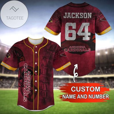 NFL Arizona Cardinals Custom Name Number Style Baseball Jersey