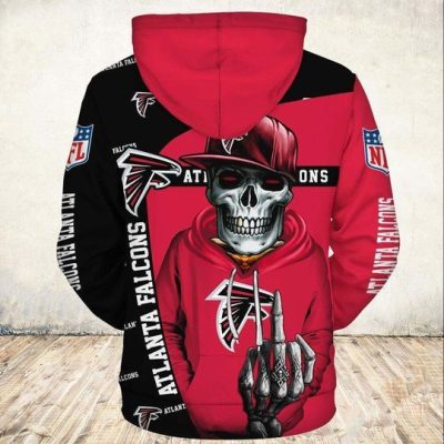 NFL Atlanta Falcons Black Red Skull Pullover Hoodie V2