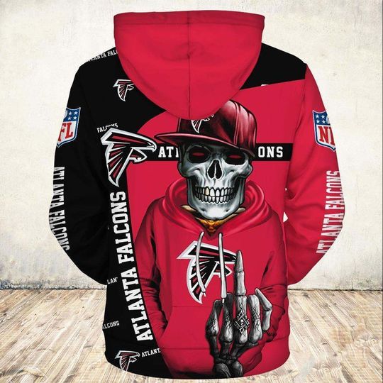 NFL Atlanta Falcons Black Red Skull Pullover Hoodie V2 NFL Atlanta Falcons Black Red Skull Pullover Hoodie V2