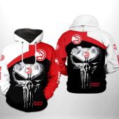 NBA Atlanta Hawks Red Black Punisher Skull Pullover Hoodie