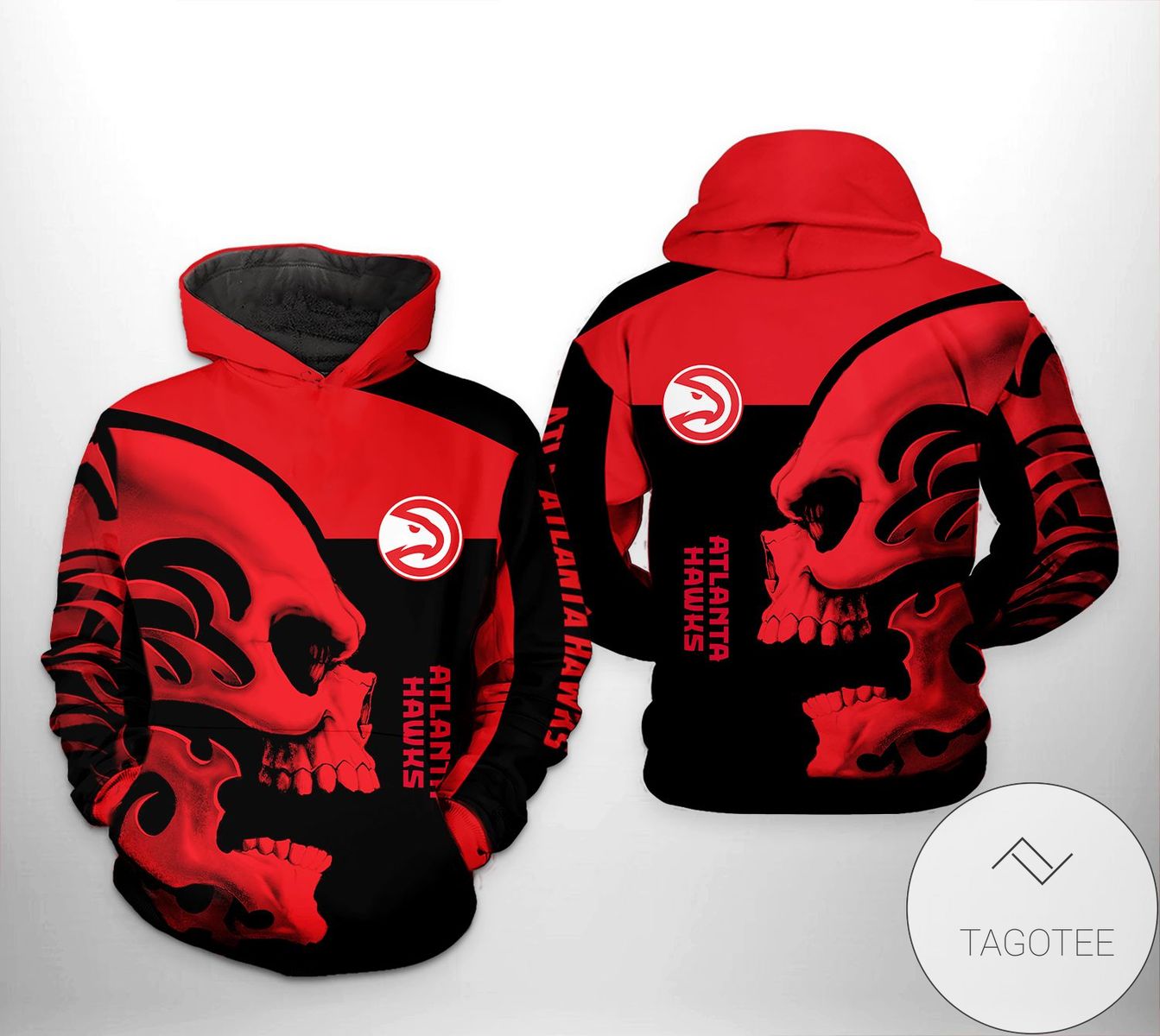 NBA Atlanta Hawks Red Black Skull Pullover Hoodie V3 NBA Atlanta Hawks Red Black Skull Pullover Hoodie V3