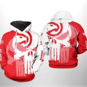 NBA Atlanta Hawks Red White Punisher Skull Pullover Hoodie