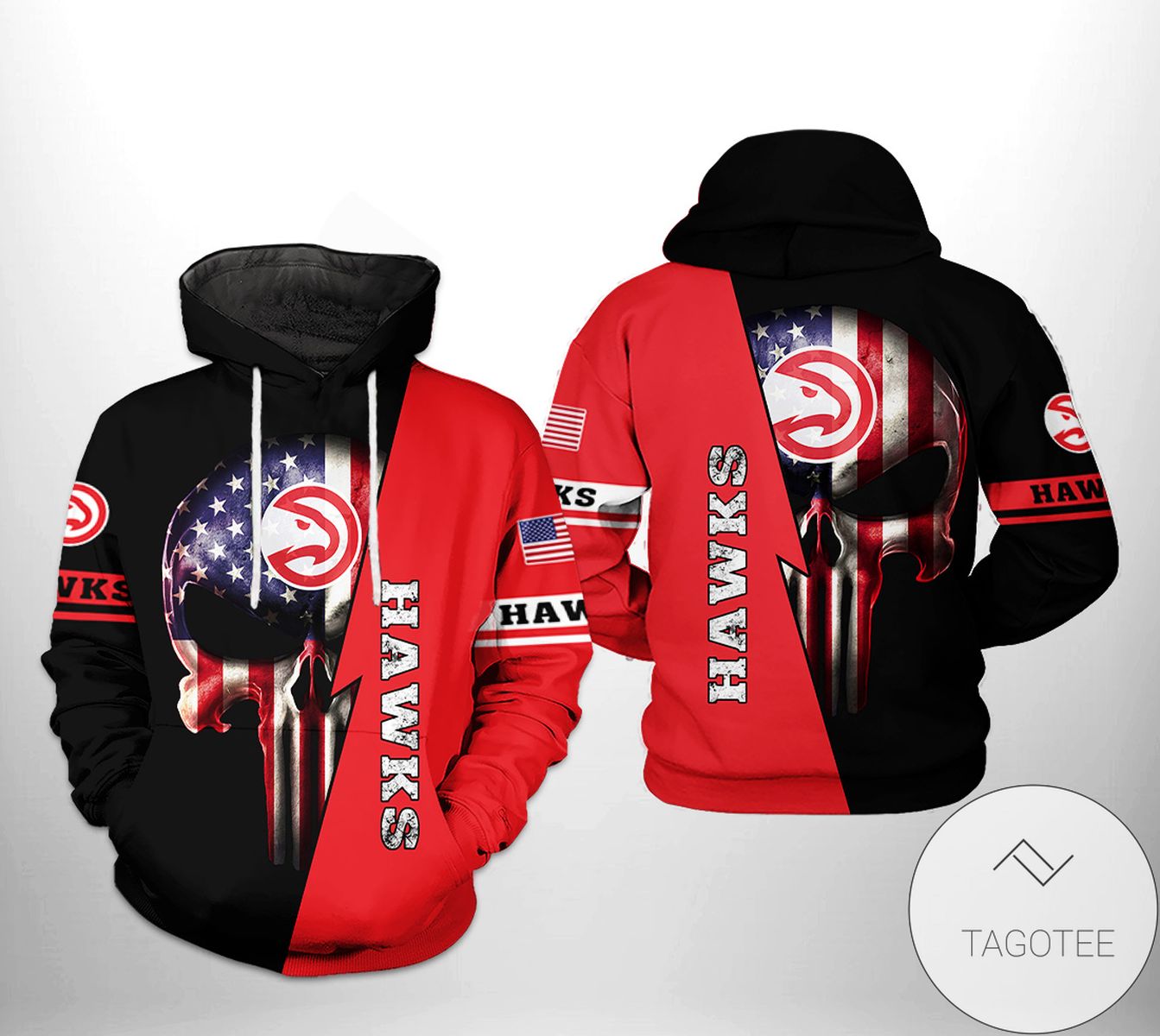 NBA Atlanta Hawks US Flag Punisher Skull Pullover Hoodie NBA Atlanta Hawks US Flag Punisher Skull Pullover Hoodie