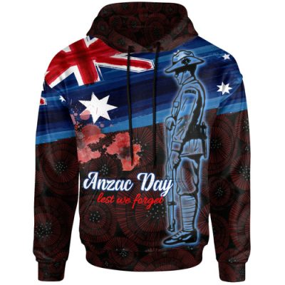 Australia Anzac Day Hoodie - Poppy Flowers Dot Painting