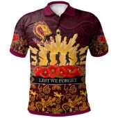 Brisbane Broncos Polo Shirt - Anzac Broncos Animals In Aboriginal Inspired Art Polo Shirt
