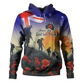 Australia Custom Hoodie -  Anzac Day Soldiers With Australia Flag