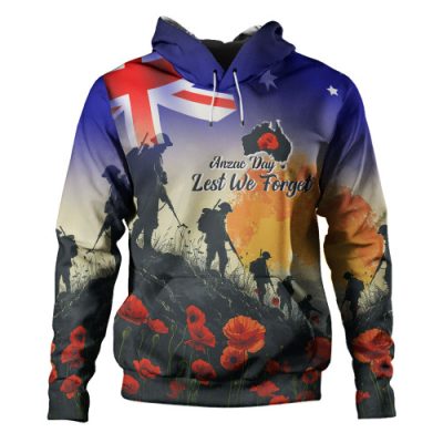 Australia Custom Hoodie -  Anzac Day Soldiers With Australia Flag