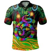Australia Polo Shirt - Australia Rainbow Snake And Tree Aboriginal Style