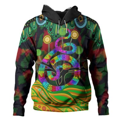 Australia Hoodie - Australia Rainbow Snake And Tree Aboriginal Style