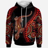 Australia Aboriginal Inspired Custom Hoodie - Aboriginal Inspired Lizard With Dot Painting Pattern