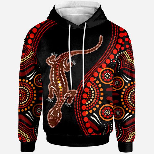 Australia Aboriginal Inspired Custom Hoodie - Aboriginal Inspired Lizard With Dot Painting Pattern Australia Aboriginal Inspired Custom Hoodie - Aboriginal Inspired Lizard With Dot Painting Pattern
