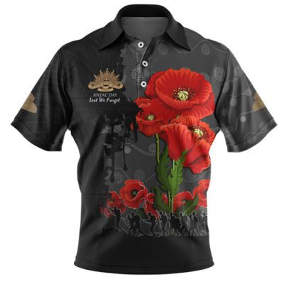Australia Anzac Day Custom Polo Shirt - Australian And New Zealand Warriorsers In Flanders Fields Poppy Flowers V2 Polo Shirt