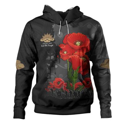 Australia Anzac Day Custom Hoodie - Australian And New Zealand Warriorsers In Flanders Fields Poppy Flowers Hoodie