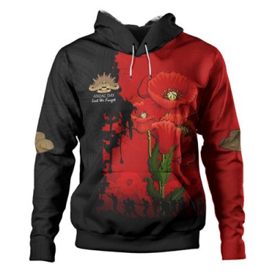 Australia Anzac Day Custom Hoodie - Australian And New Zealand Warriorsers In Flanders Fields Poppy Flowers Hoodie