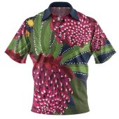 Australia Flowers Aboriginal Polo Shirt - Australian Waratah Flower Art Polo Shirt