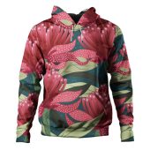 Australia Flowers Aboriginal Hoodie - Australian Waratah Flowers Painting In Aboriginal Style Hoodie