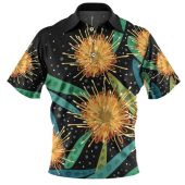 Australia Flowers Aboriginal Polo Shirt - Australian Yellow Hakea Flower Art Polo Shirt