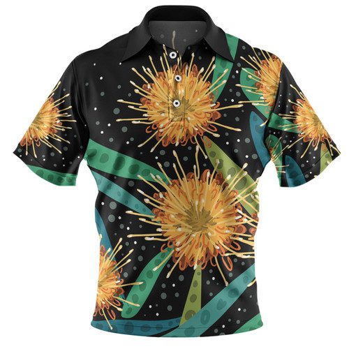 Australia Flowers Aboriginal Polo Shirt - Australian Yellow Hakea Flower Art Polo Shirt Australia Flowers Aboriginal Polo Shirt - Australian Yellow Hakea Flower Art Polo Shirt