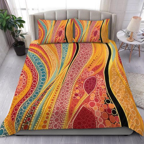 Australia Aboriginal Bedding Set - Indigenous Aboriginal Art Dot Color Bedding Set Australia Aboriginal Bedding Set - Indigenous Aboriginal Art Dot Color Bedding Set