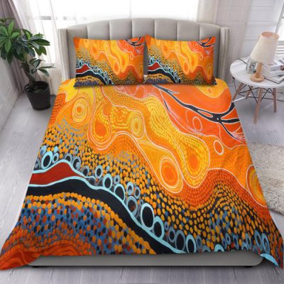 Australia Aboriginal Bedding Set - Indigenous Aboriginal Art Dot Color Bedding Set