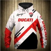 Ducati White Black Red Pullover Hoodie V2