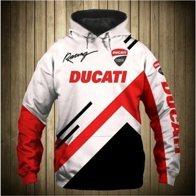 Ducati White Black Red Pullover Hoodie V2