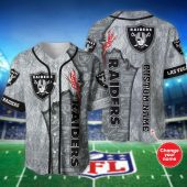 NFL Las Vegas Raiders Custom Name Silver Baseball Jersey