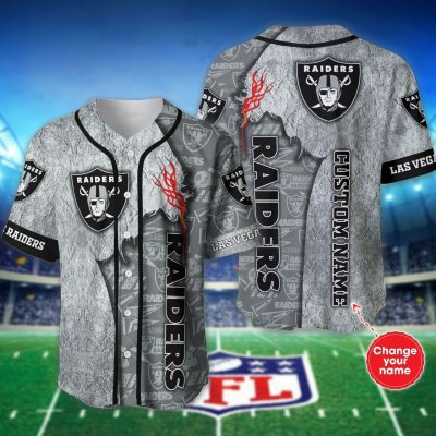 NFL Las Vegas Raiders Custom Name Silver Baseball Jersey