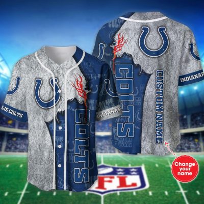 NFL Indianapolis Colts Custom Name Blue Grey Baseball Jersey