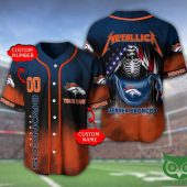 NFL Denver Broncos Custom Name Number Skull Baseball Jersey V2