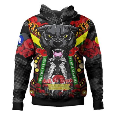 Penrith Panthers Anzac Custom Hoodie - Remembrance Chocolate Soldiers Anzac Day With Poppy Flower