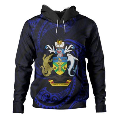 Australia South Sea Islanders Hoodie - Solomon Islands Blue Tribal Wave Pattern Hoodie