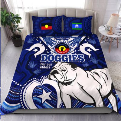Canterbury-Bankstown Bulldogs Naidoc Week Custom Bedding Set - For Our Elders Doggies Aboriginal Inspired Bedding Set