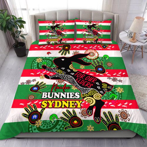 South Sydney Rabbitohs Custom Bedding Set - For Our Elders Aboriginal Inspired Bedding Set South Sydney Rabbitohs Custom Bedding Set - For Our Elders Aboriginal Inspired Bedding Set