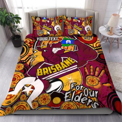 Brisbane Broncos Naidoc Week Custom Bedding Set - Brisbane Broncos Naidoc Week For Our Elders Bronx for Life Sport Style Bedding Set