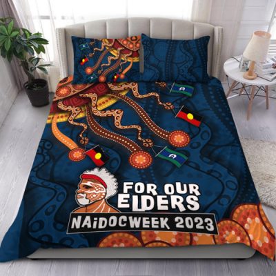Australia Custom Bedding Set For Our Elders Naidoc Week Snake Aboriginal Painting With Flag