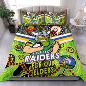 Canberra Raiders Naidoc Week Custom Bedding Set - Raiders Naidoc For Our Elders Dot Art Style Bedding Set