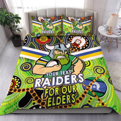 Canberra Raiders Naidoc Week Custom Bedding Set - Raiders Naidoc For Our Elders Dot Art Style Bedding Set