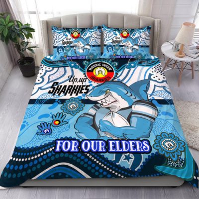 Cronulla-Sutherland Sharks Naidoc Week Custom Bedding Set - For Our Elders Home Jersey Bedding Set