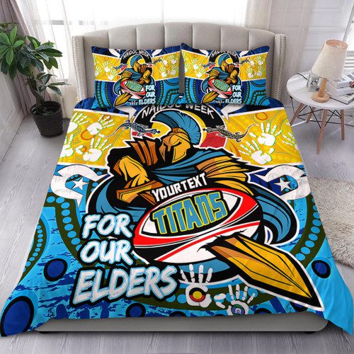 Gold Coast Titans Naidoc Week Custom Bedding Set - Gold Coast Titans Naidoc Week For Our Elders Dot Art Style Bedding Set Gold Coast Titans Naidoc Week Custom Bedding Set - Gold Coast Titans Naidoc Week For Our Elders Dot Art Style Bedding Set