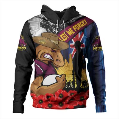 Brisbane Broncos Hoodie United In Spirit Anzac Day Tribute