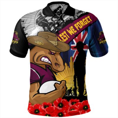 Brisbane Broncos Polo Shirt United In Spirit Anzac Day Tribute