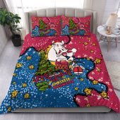 Brisbane Broncos Christmas Custom Bedding Set - Let's Get Lit Chrisse Pressie Bedding Set