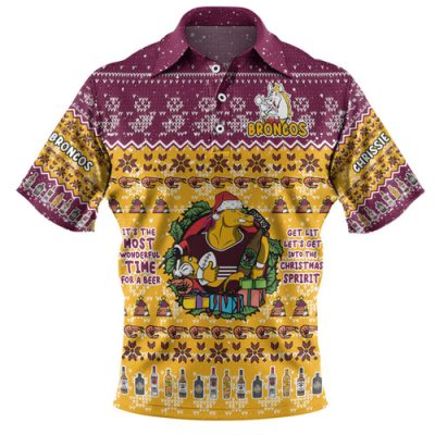 Brisbane Broncos Christmas Custom Polo Shirt - Chrissie Spirit Polo Shirt