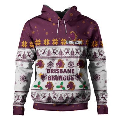 Brisbane Broncos Christmas Custom Hoodie - Special Ugly Christmas Hoodie