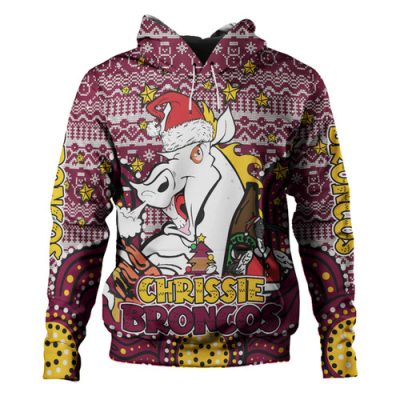 Brisbane Broncos Christmas Custom Hoodie - Christmas Knit Patterns Vintage Jersey Ugly Hoodie