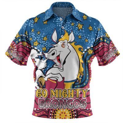 Brisbane Broncos Custom Polo Shirt - Custom With Aboriginal Inspired Style Of Dot Painting Patterns  Polo Shirt