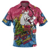 Brisbane Broncos Christmas Custom Polo Shirt - Let's Get Lit Chrisse Pressie Polo Shirt