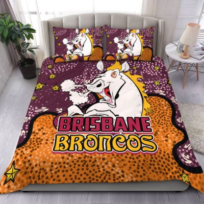 Brisbane Broncos Custom Bedding Set - Team With Dot And Star Patterns For Tough Fan Bedding Set