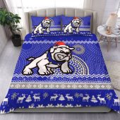 Canterbury-Bankstown Bulldogs Bedding Set - Australia Ugly Xmas With Aboriginal Patterns For Die Hard Fans